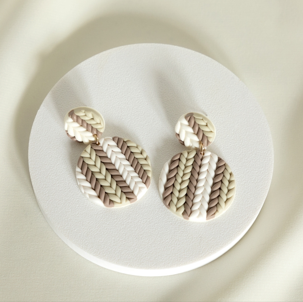 Olive Knit Earrings - Picture 2 of 6